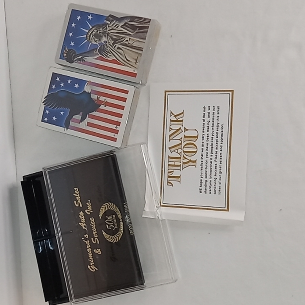 vintage Double Deck Of USA Theme Statue Of Liberty / Eagle Hard Case Americana